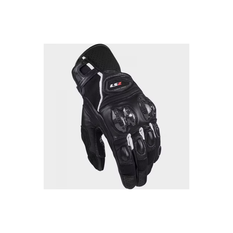 GUANTES LS2 SPARK 2 PIEL NGO BCO